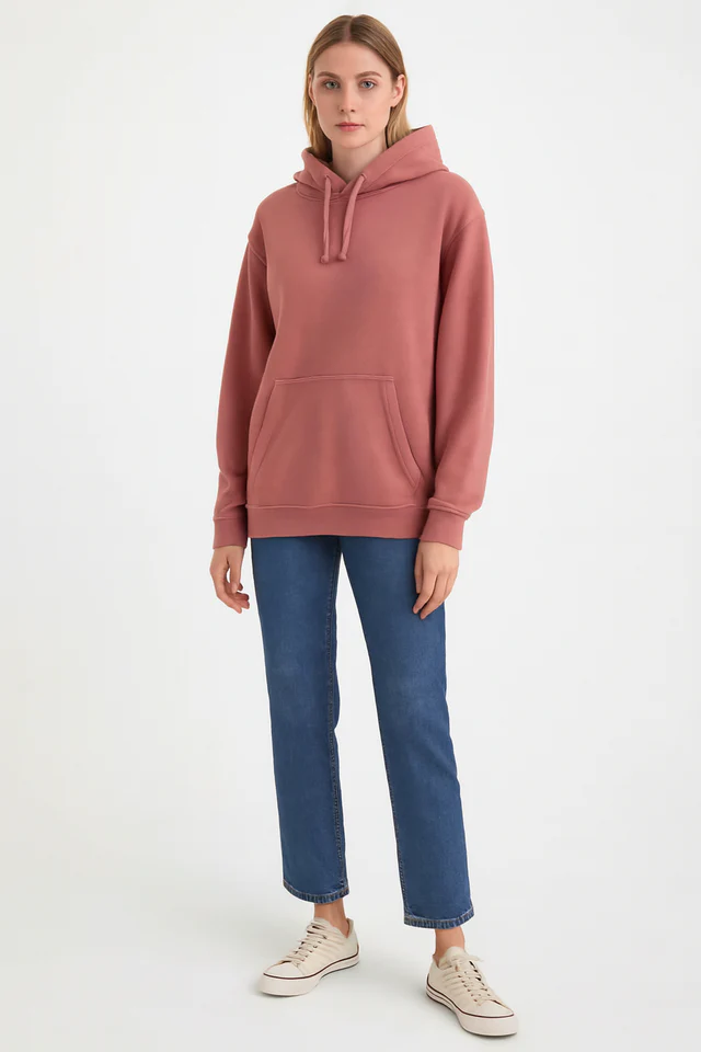 Women Peach Solid Pullover Sweatshirt - Image 5