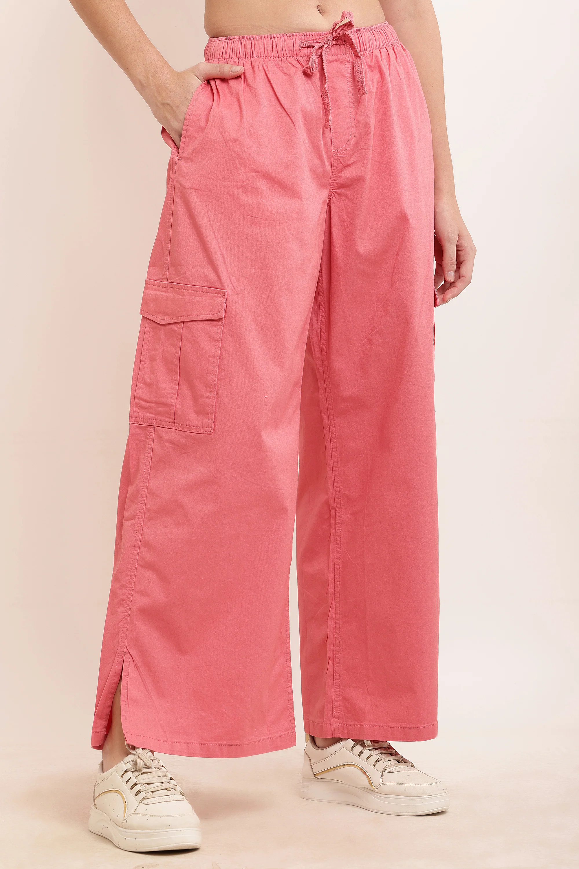 Women Pink Cargo Pants - Image 4