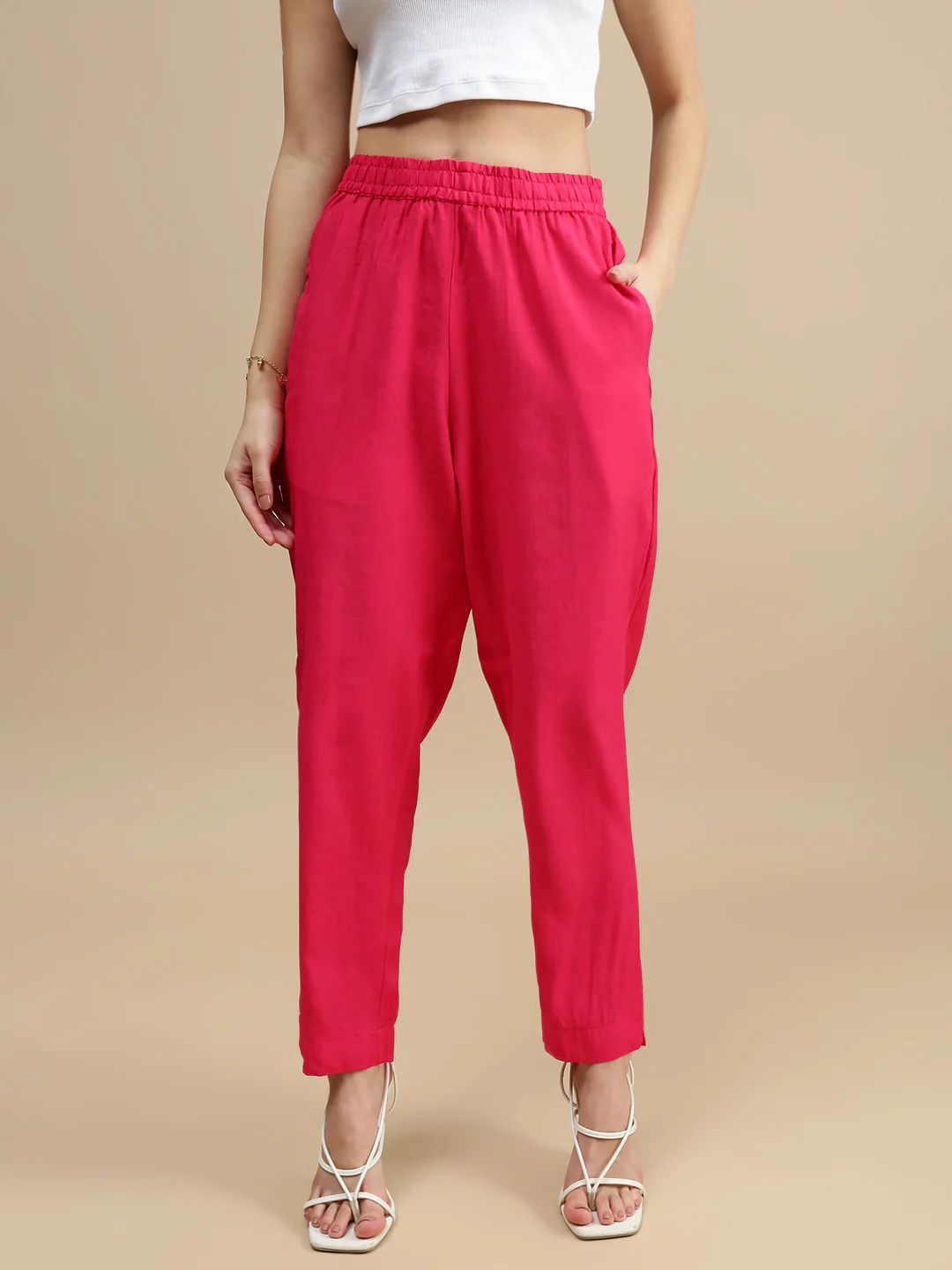 Women Pink Festive Pants