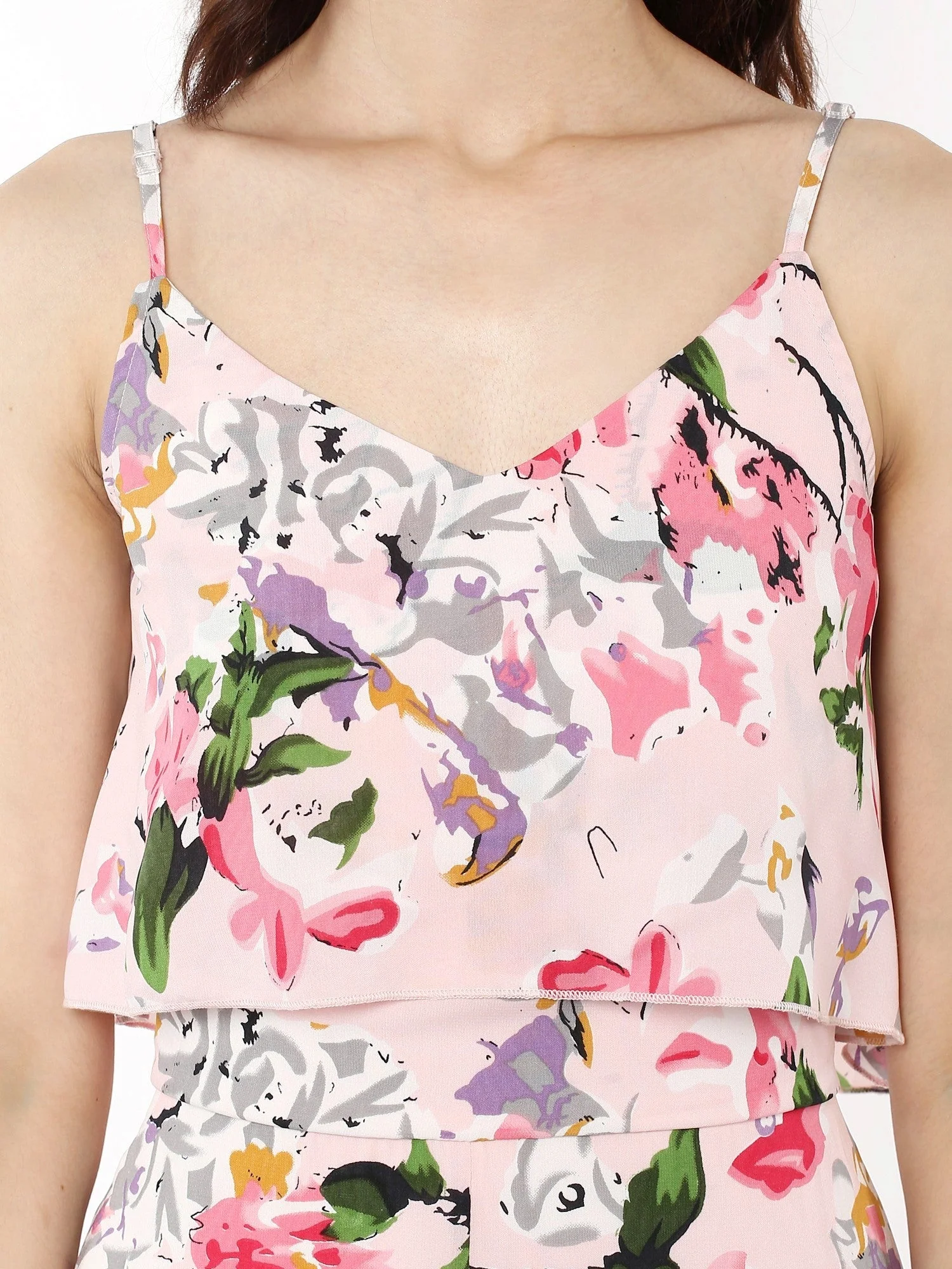 Women Pink Floral Layered High Low Maxi Dress - Image 2