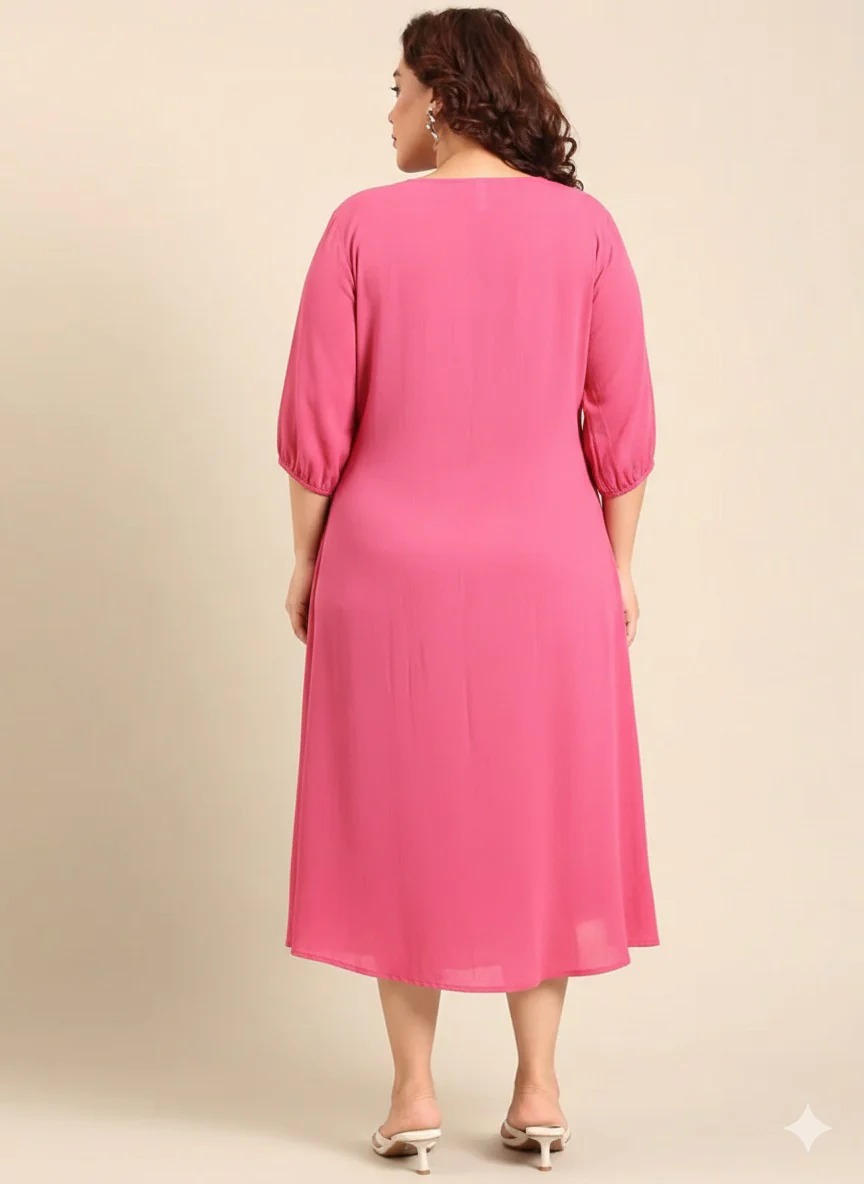 Women Pink Midi Dress - Image 4