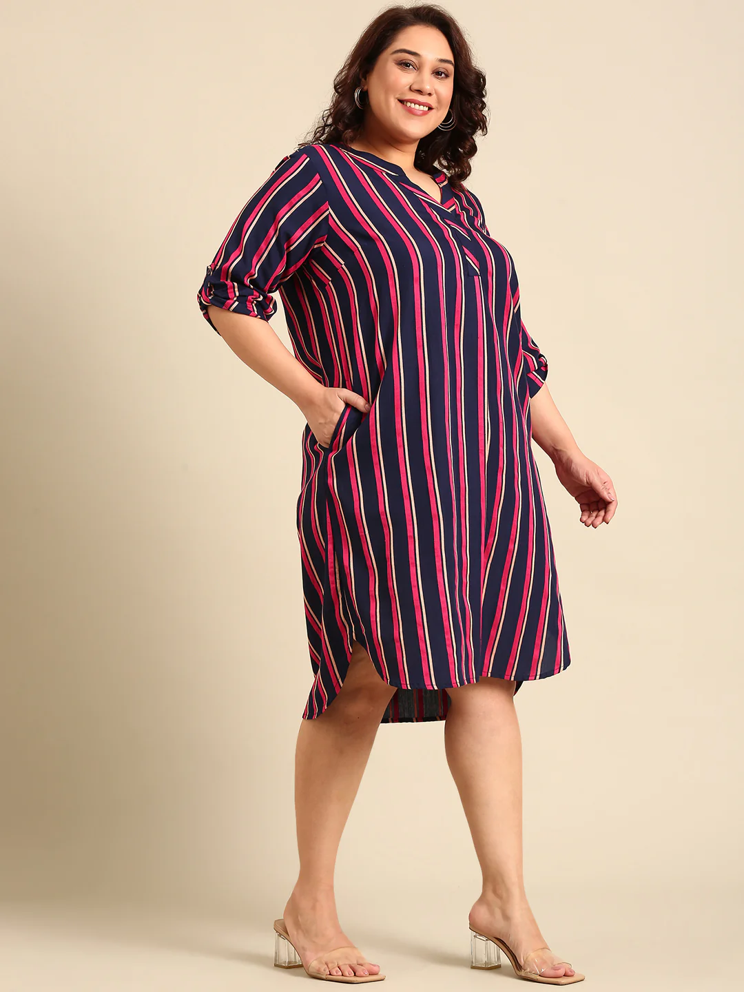 Women Printed High-Low Midi Dress - Image 4