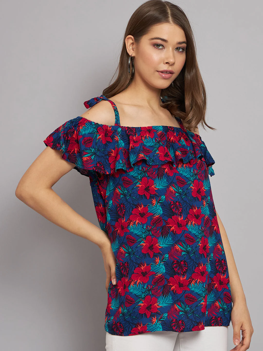 Women Printed Open Shoulder Top - Image 4