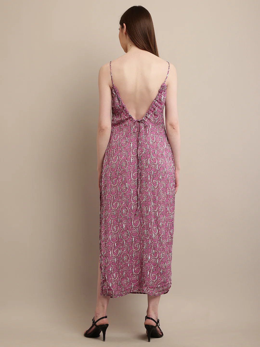 Women Purple Floral Print Dress - Image 5