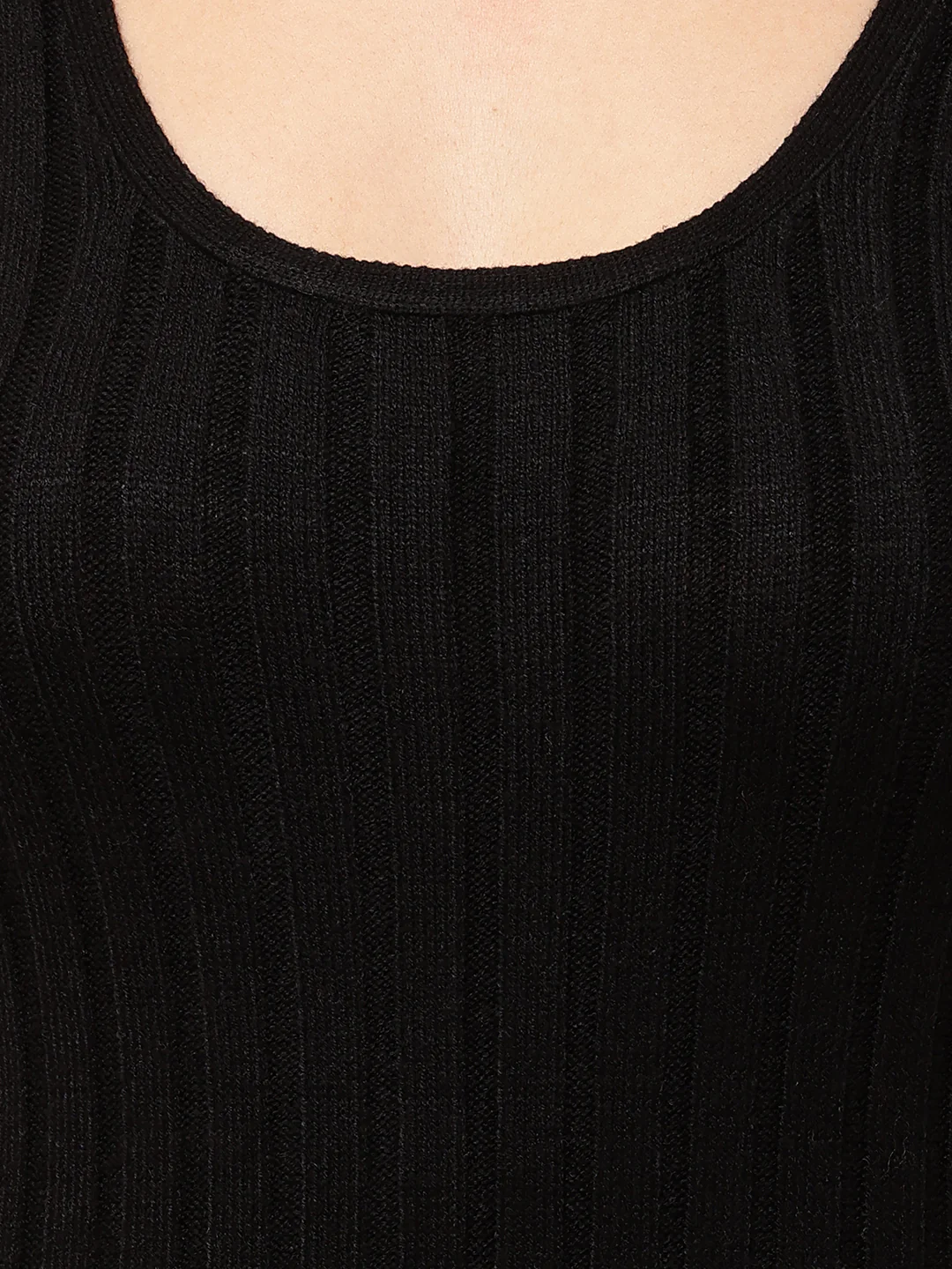 Women ribbed Black Bodycon Dress - Image 5