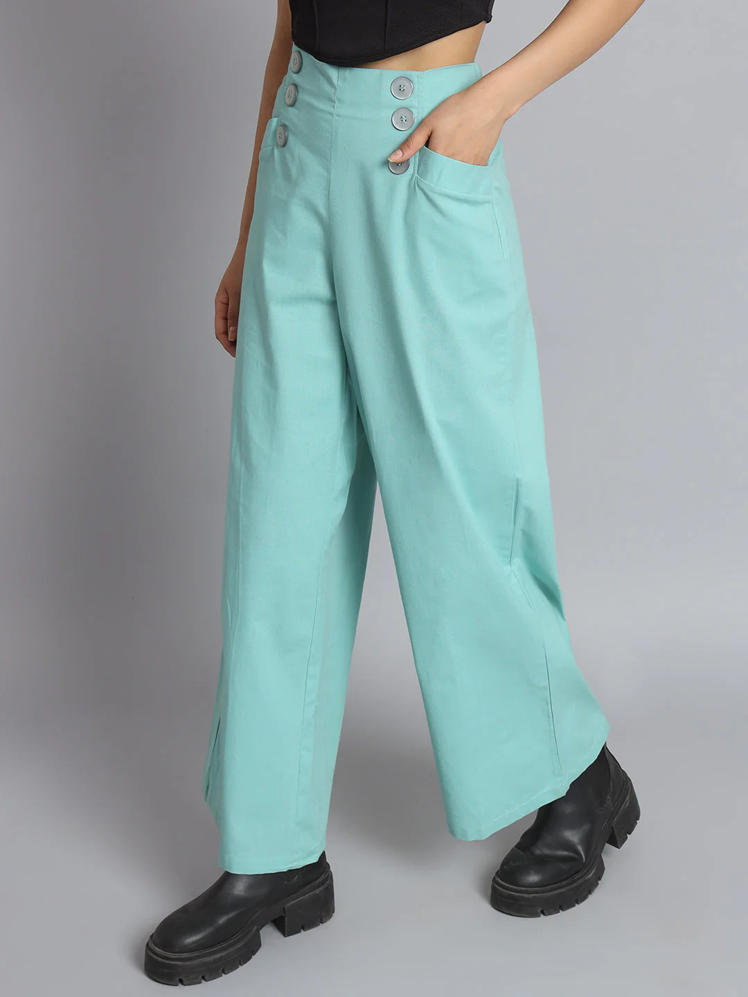 Women Sea Green Pants - Image 4