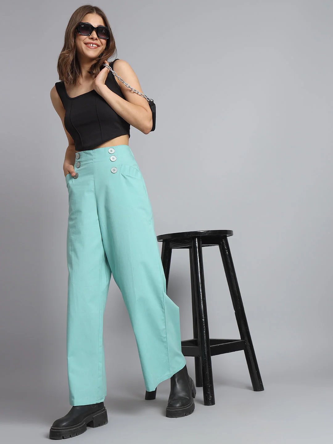 Women Sea Green Pants - Image 8