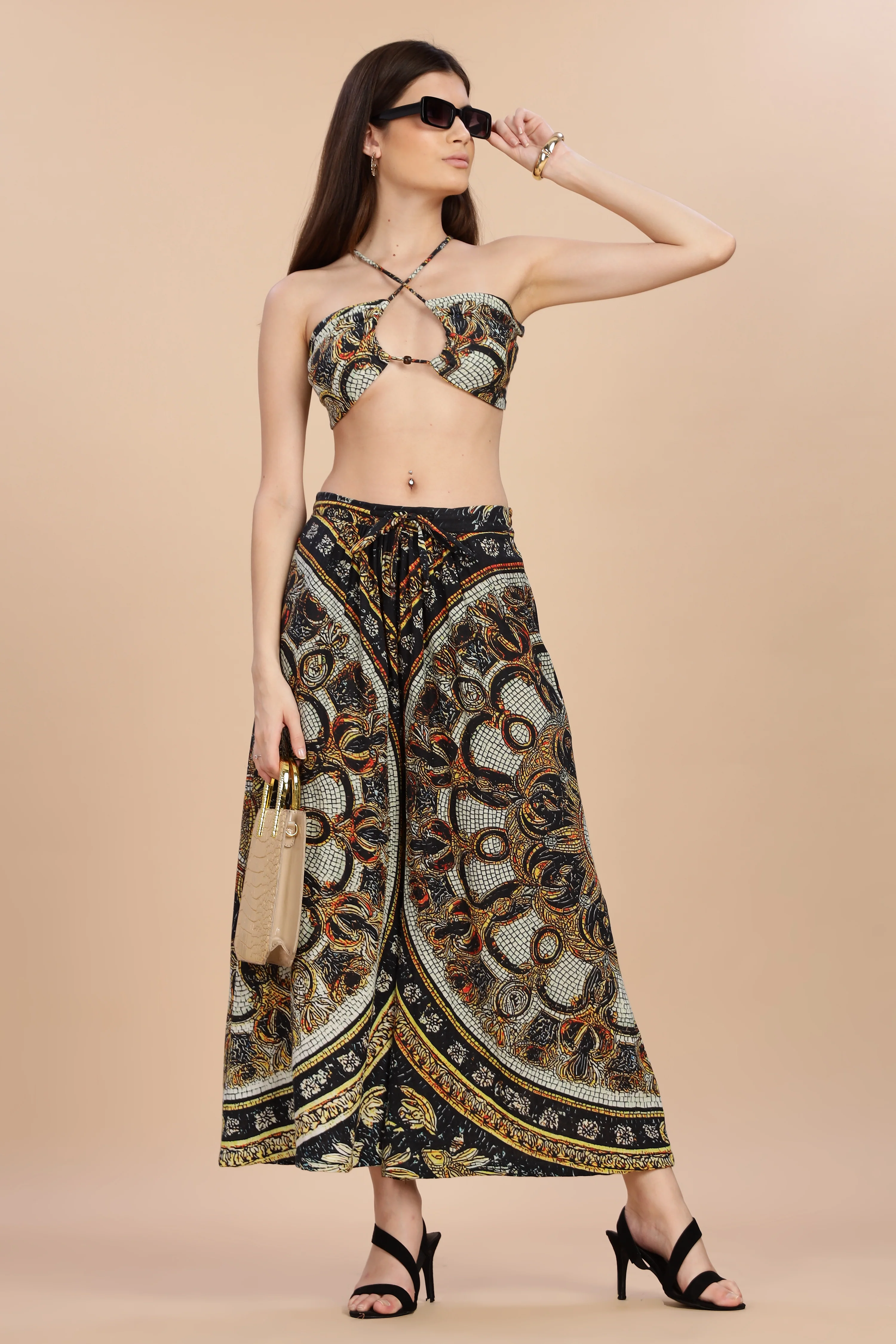 Women Topaz Flared Gauge Cotton Pant - Image 15