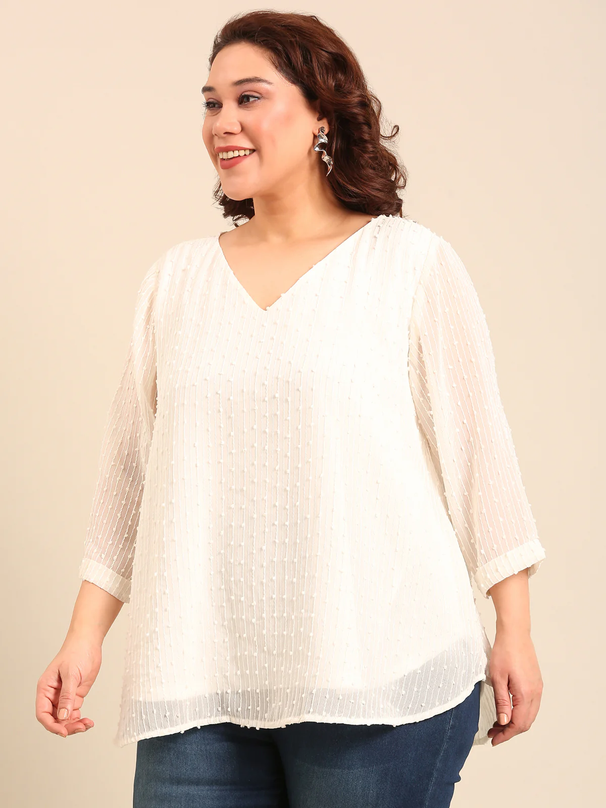Women White Embroidered Top - Image 5