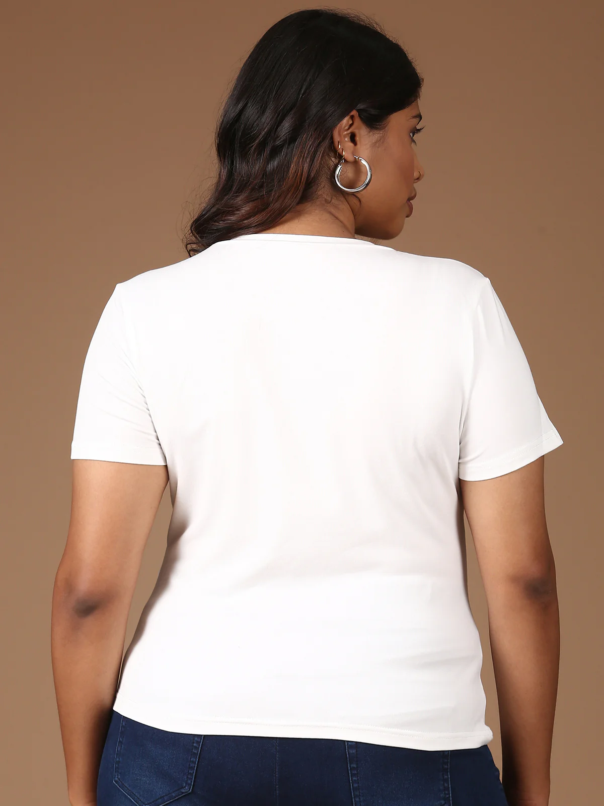 Women White Line Button T-Shirt - Image 3