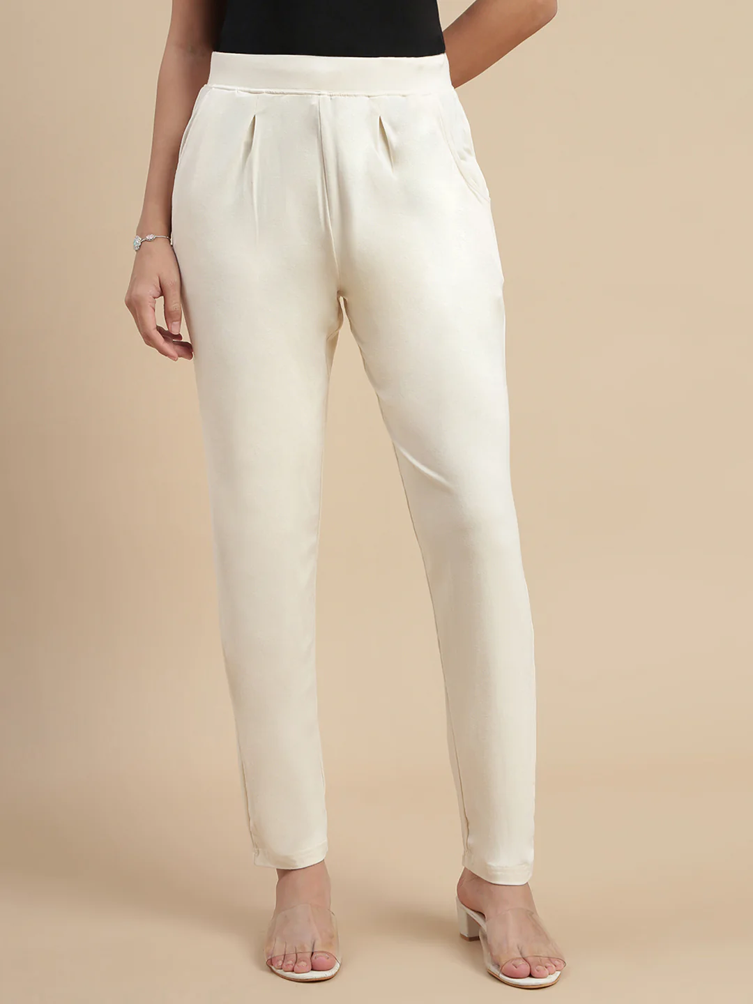 Women White Pencil Fit Pants