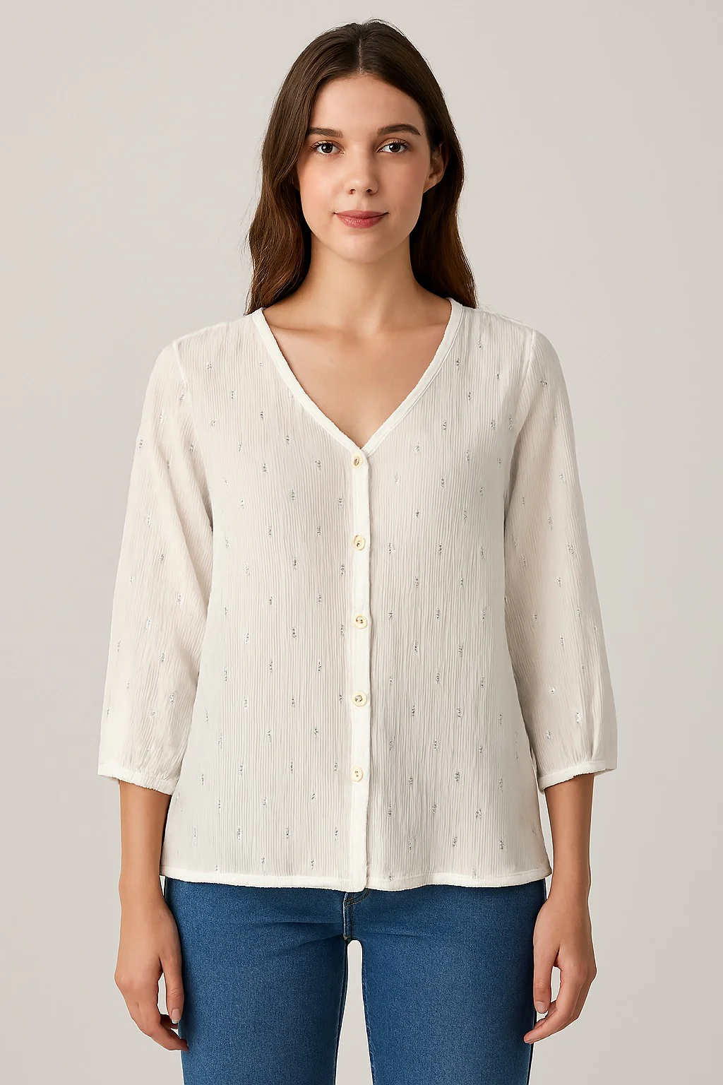 Women White Viscose Linen Shirt - Image 5