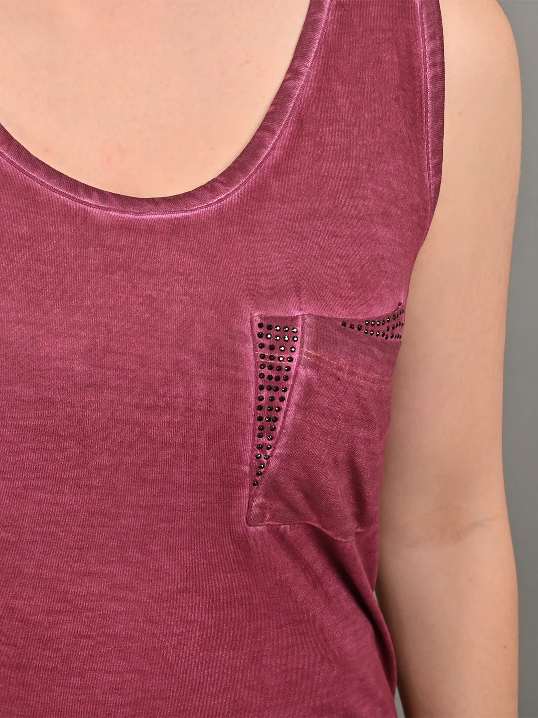 Women Wine Pocket Tank Top - Image 4