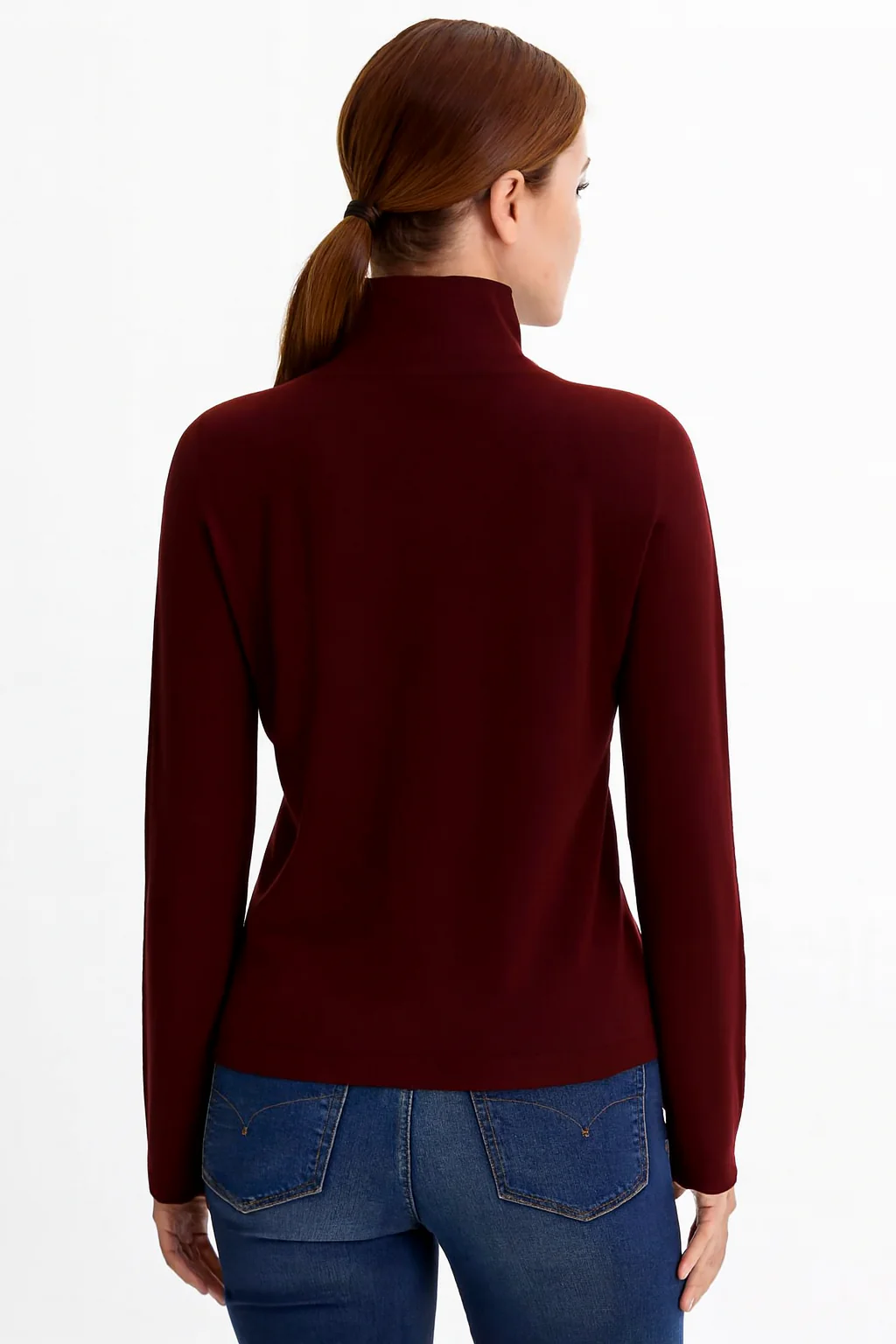 Women Wine Solid Sweater - Image 2