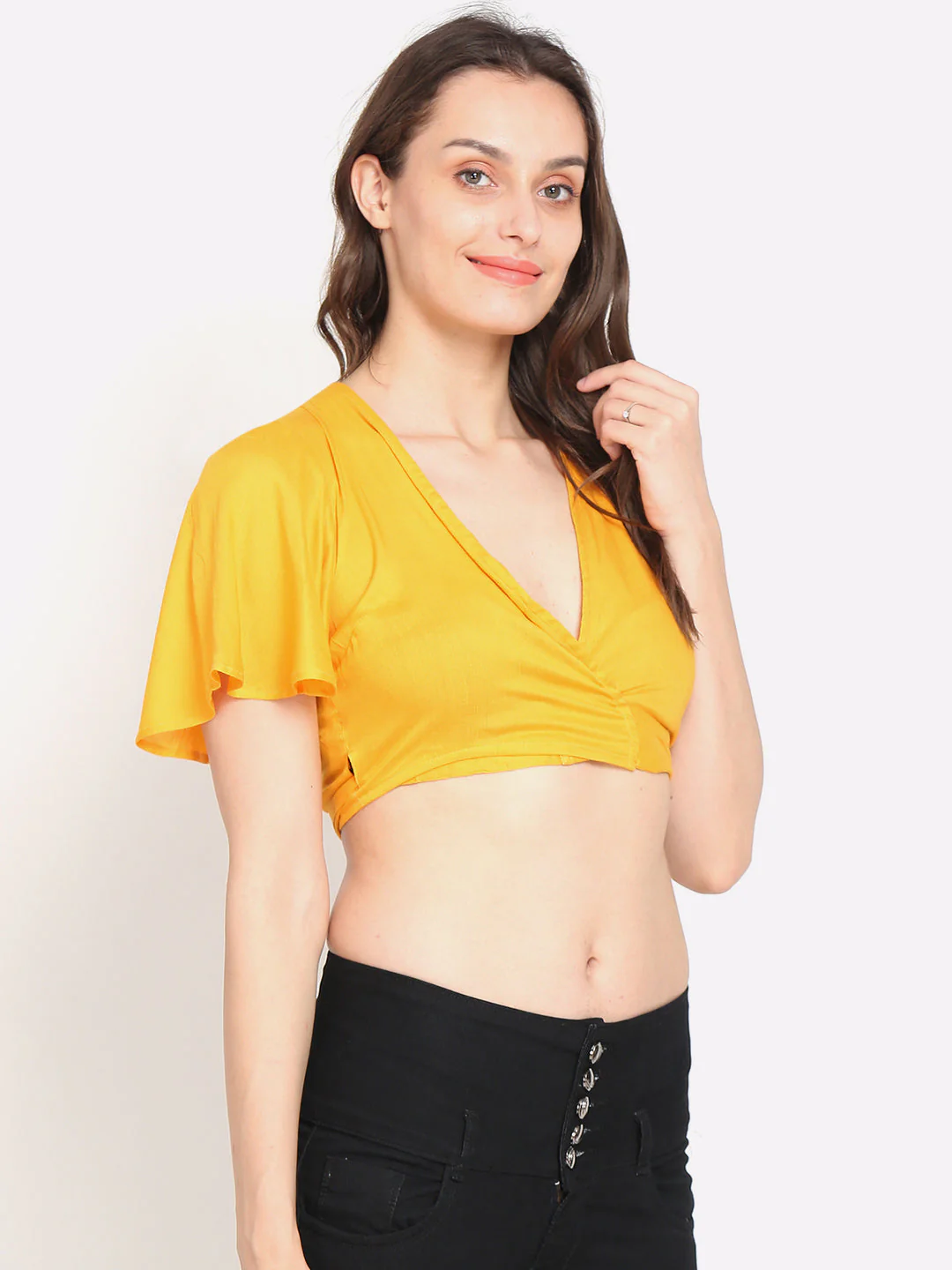 Women Yellow Crop Top - Image 3