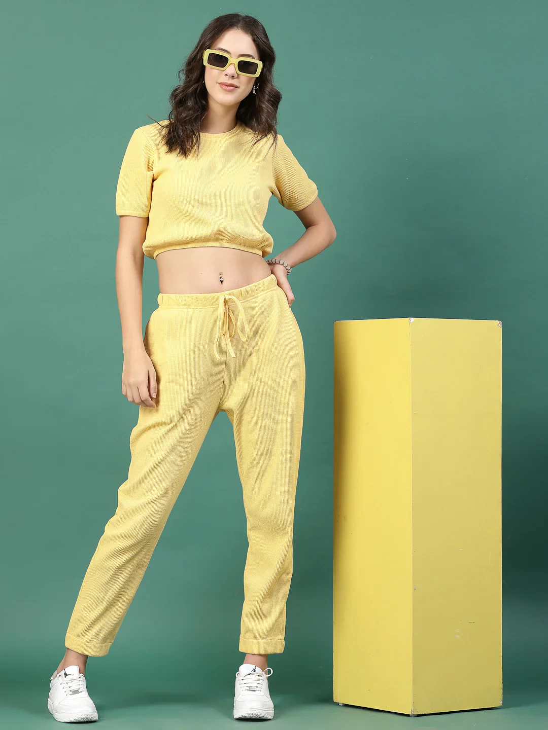 Women Yellow Slim Fit co-ords