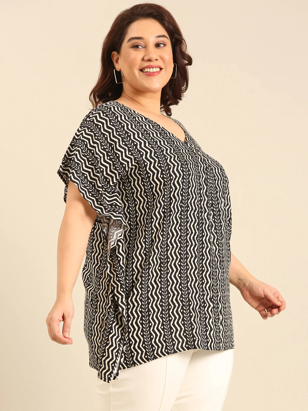 Women Zig Zag Printed Front Pleat Kaftan tunic - Image 2