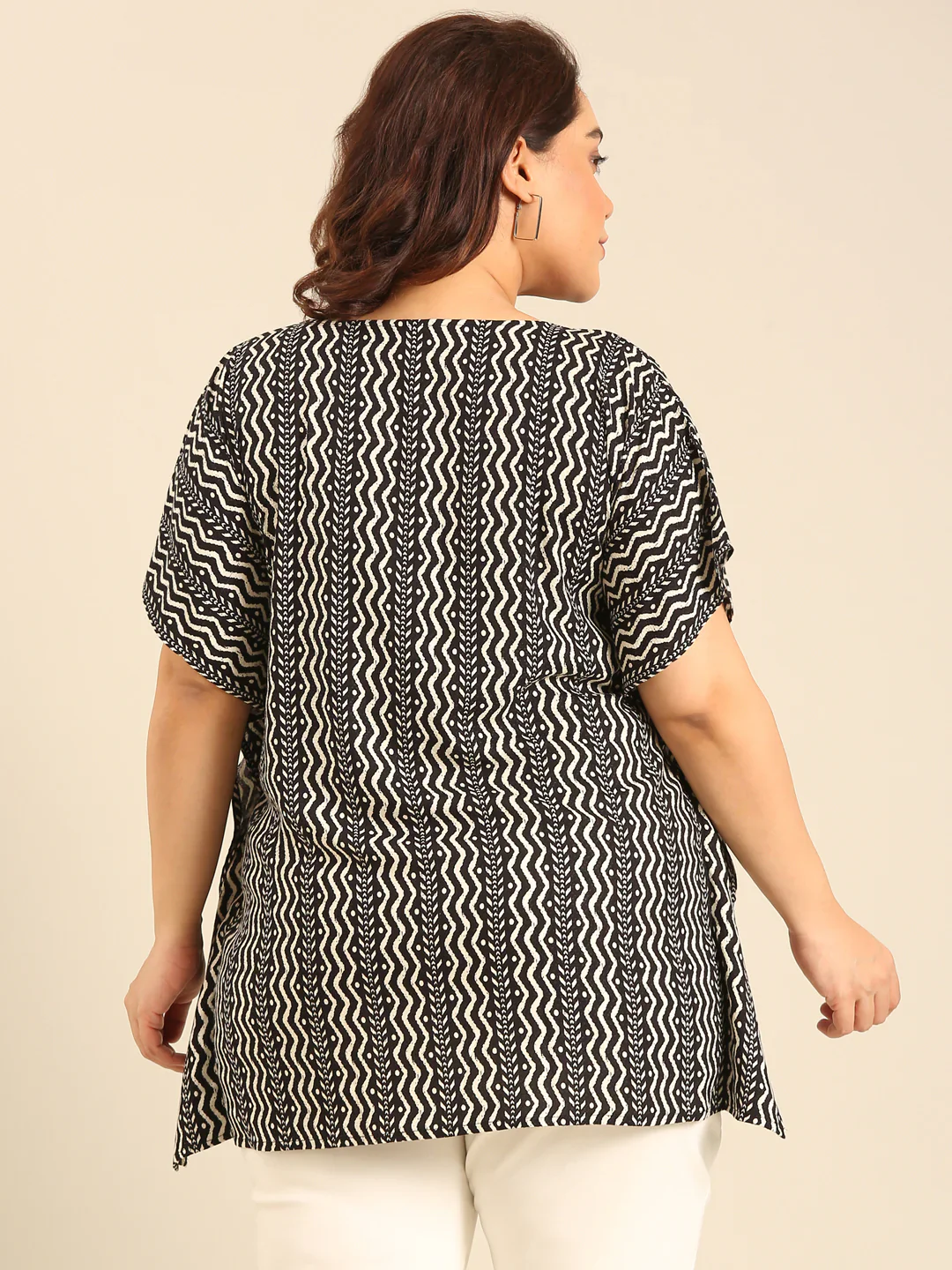 Women Zig Zag Printed Front Pleat Kaftan tunic - Image 4