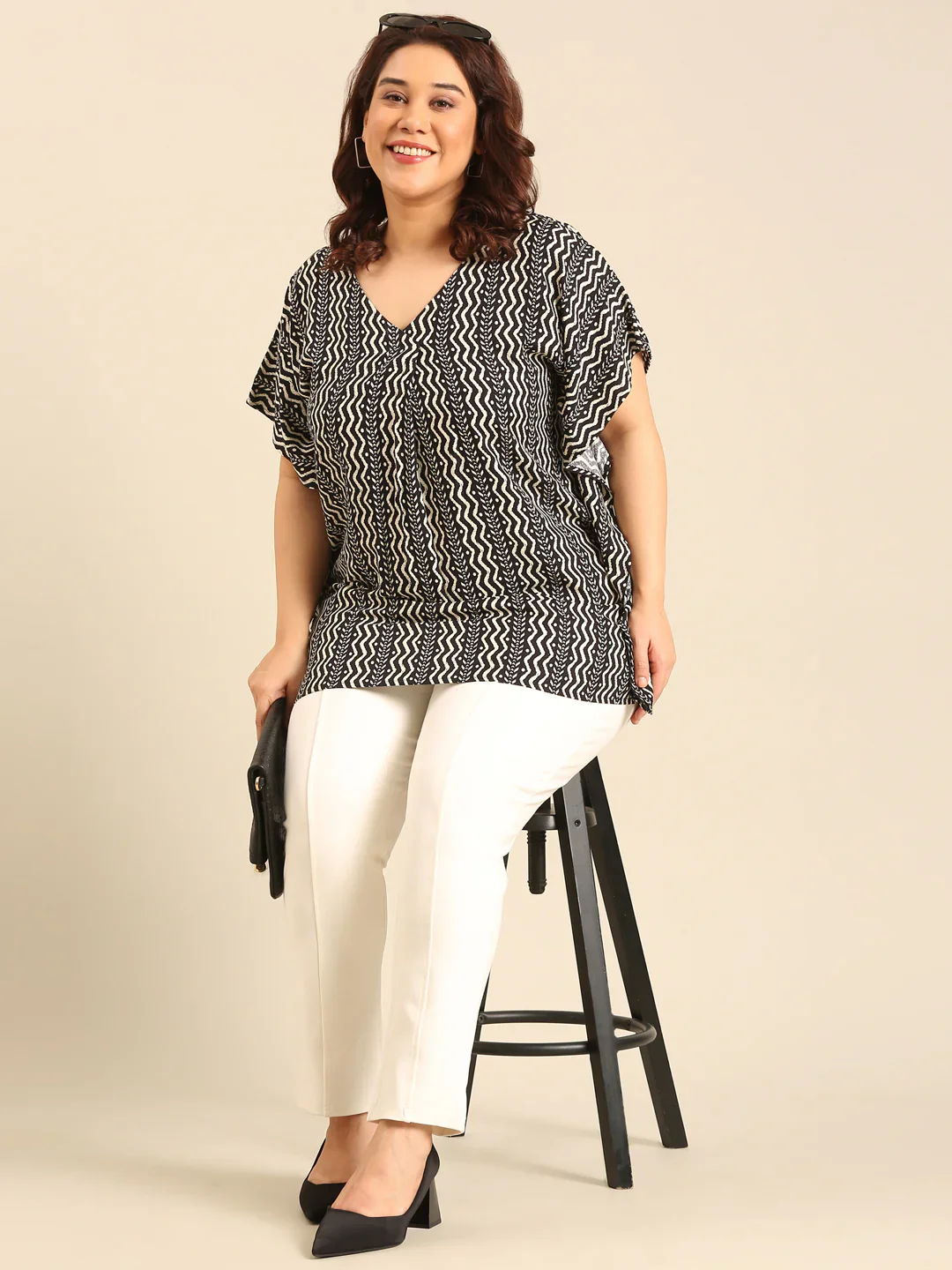 Women Zig Zag Printed Front Pleat Kaftan tunic - Image 5